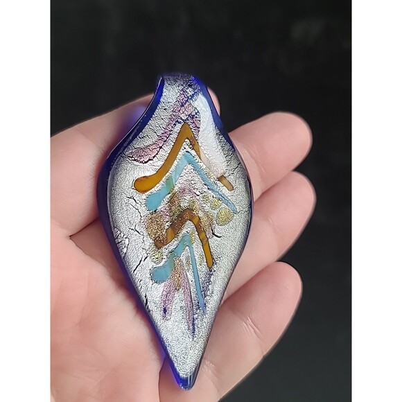 Multicolored Glass Leaf Shaped Pendant - Picture 2 of 10
